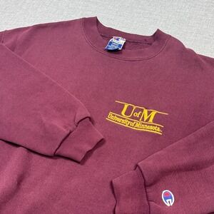 Champion Vintage U of M University Minnesota Sweatshirt Mens Large Red Made USA